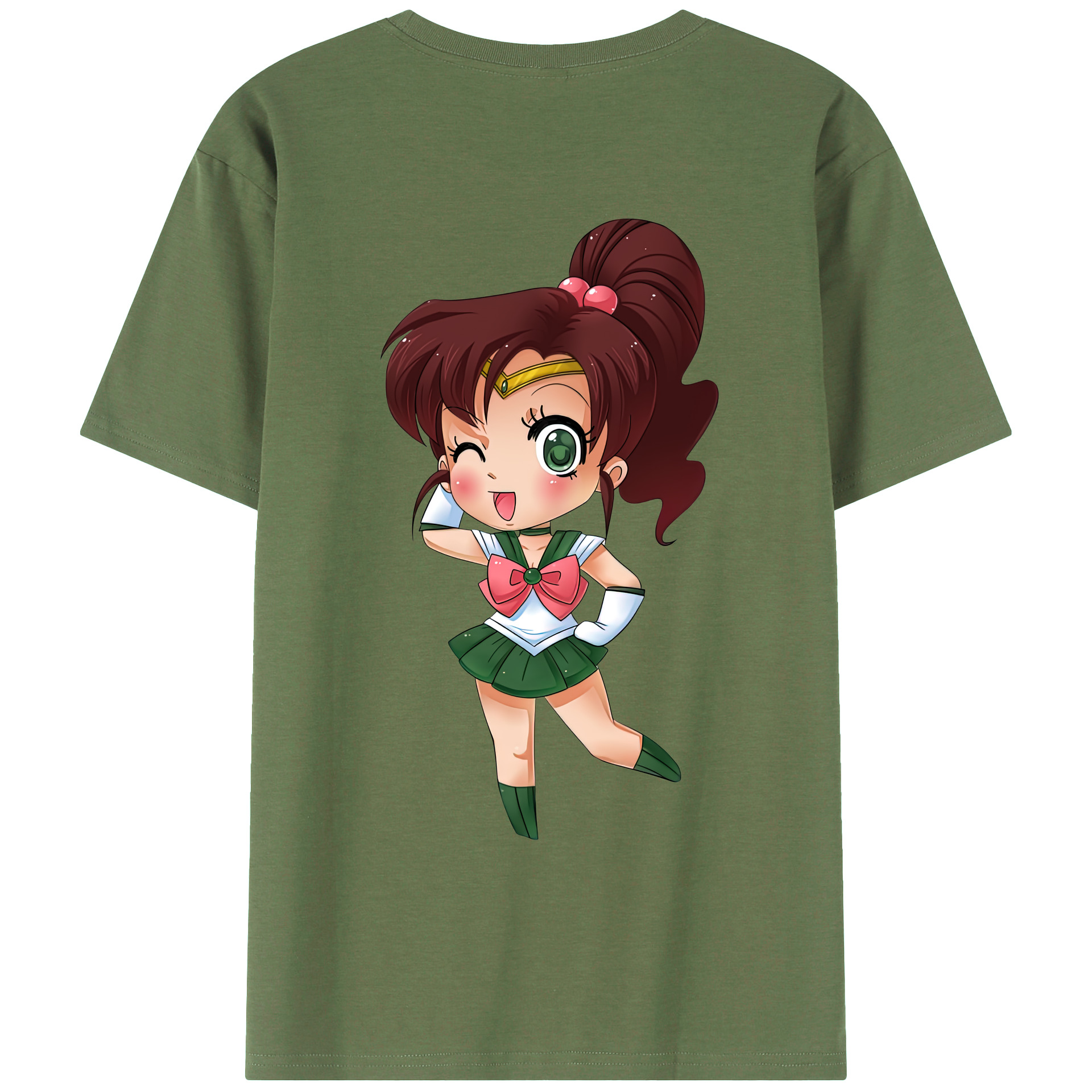 （画像用） 美少女戦士セーラームーン 木野 まこと きの まこと Sailor Moon Kino Makoto （セーラージュピター；Sailor Jupiter） 綿100％ メンズ半袖Tシャツ（バックプリント） 通気性